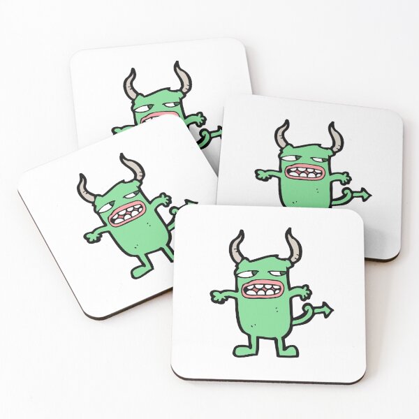 Item preview, Mr Green Rounded Toothy Long Horned Monster designed and sold by wildflowerperks.