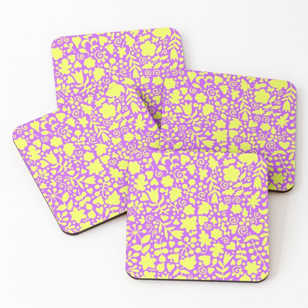 Item preview, seamless pink and yellow print with hearts flowers and leaves designed and sold by NikaAstra.