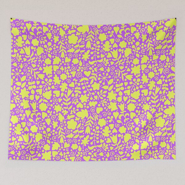 Item preview, seamless pink and yellow print with hearts flowers and leaves designed and sold by NikaAstra.