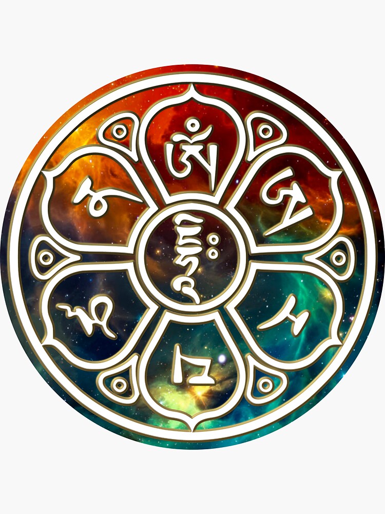 Thumbnail 3 of 3, Sticker, Om A Ra Pa Ca Na Dhih designed and sold by mantra2yantra.