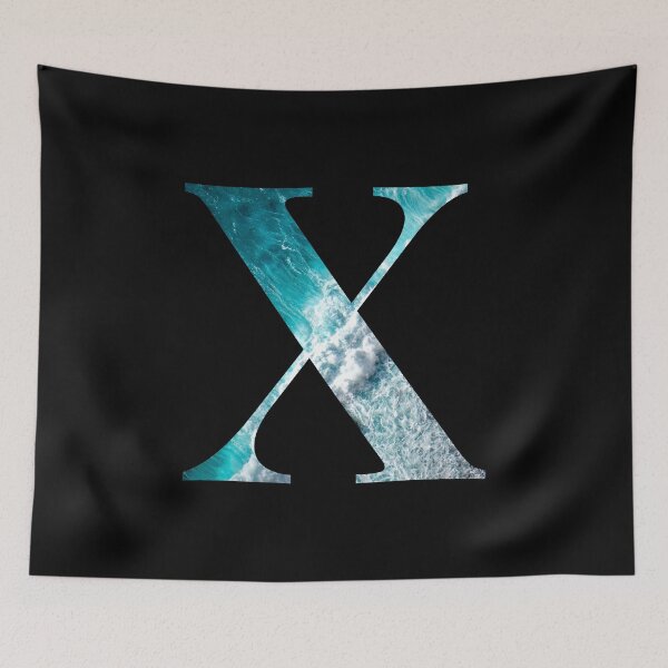 Item preview, Letter X Blue Ocean Waves Alphabet Greek Chi designed and sold by Sour Soul.