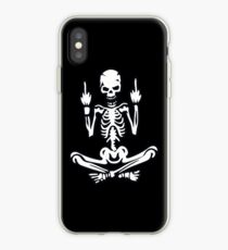 Vinilo o funda para iPhone Impresionante cráneo medio dedo