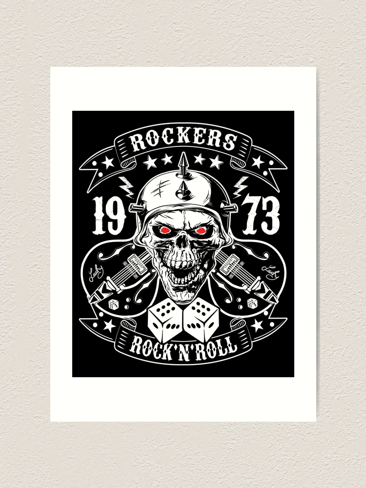 Rockabilly Rock Skull 1973 Rockers Rock N Roll Guitars Bikers