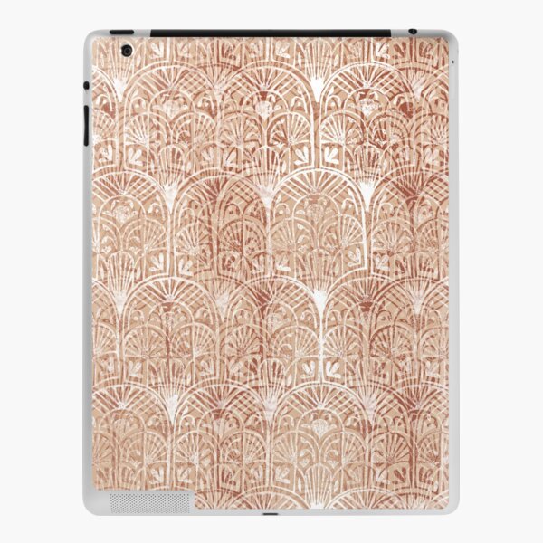 Simple Ombre Maroon White Deco Arches Textured Stamp Pattern iPad Skin