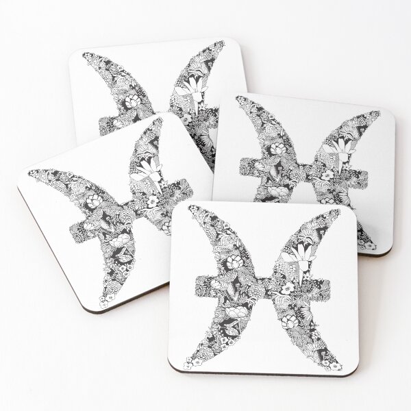 Item preview, Pisces Zodiac Sign | Black and white | Floral pattern designed and sold by hayleylauren.