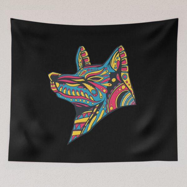 Item preview, Colorful Huichol Wolf designed and sold by DerSenat.