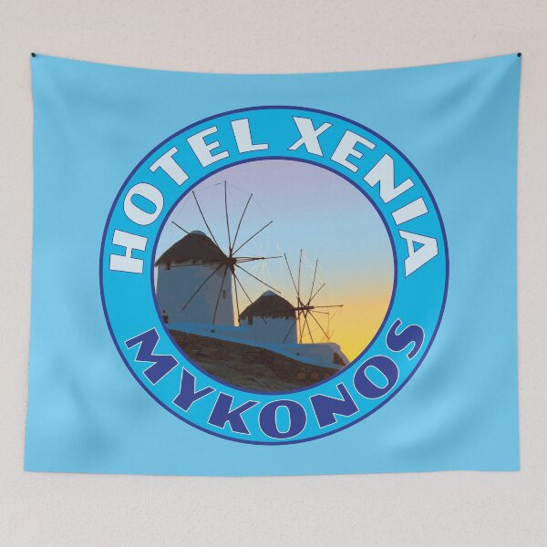 Item preview, Hotel Xenia Mykonos Suitcase Sticker designed and sold by travelwitheric.
