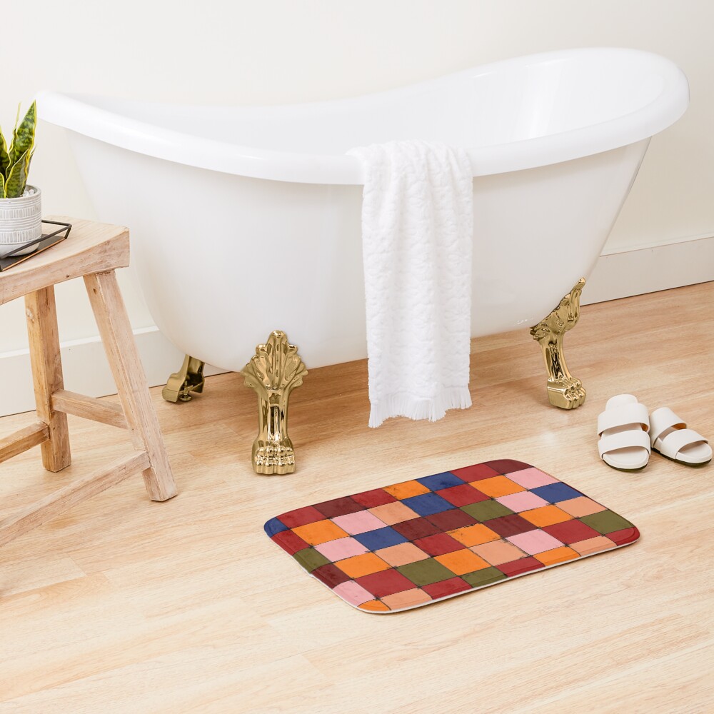 Winter Checkboard Bath Mat