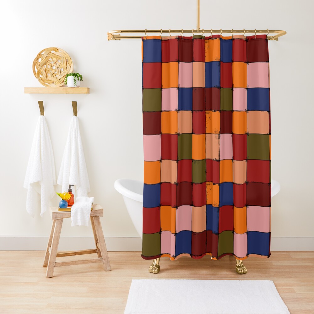 Winter Checkboard Shower Curtain