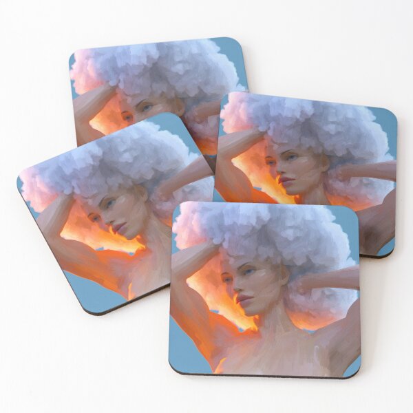 Item preview, young woman with a lush curly hairstyle, digital painting 2 designed and sold by Mike Kiev art.