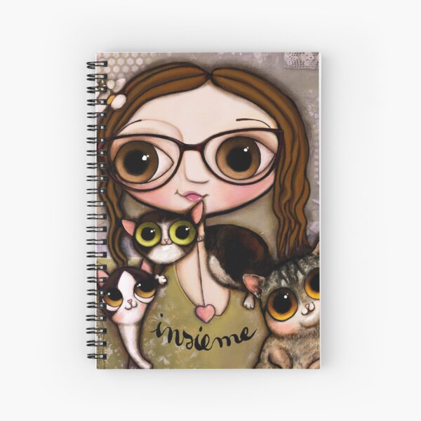 The girl with three cats Spiral Notebook