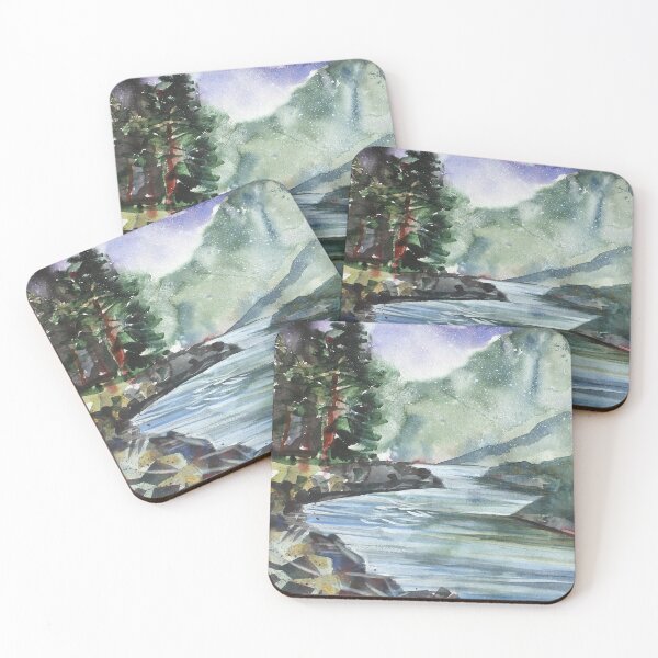 Item preview, Watercolor Mountain River designed and sold by IllusionFuzion.