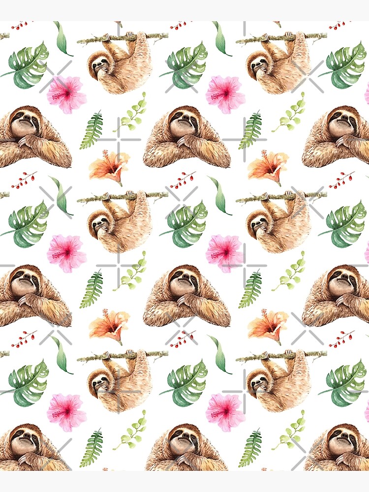 Sloths Watercolour Pattern. by erinnn41