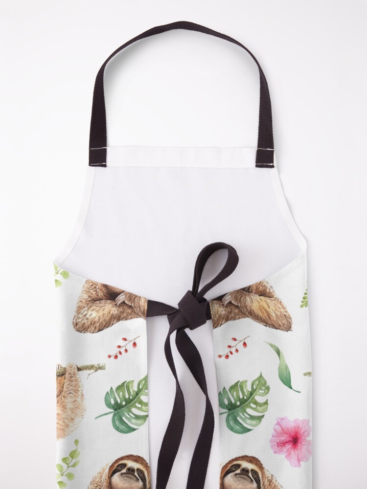 Alternate view of Sloths Watercolour Pattern. Apron