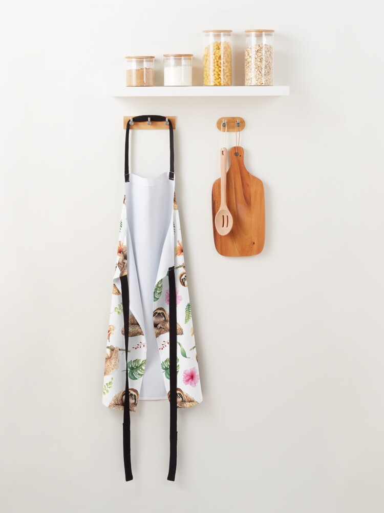 Alternate view of Sloths Watercolour Pattern. Apron