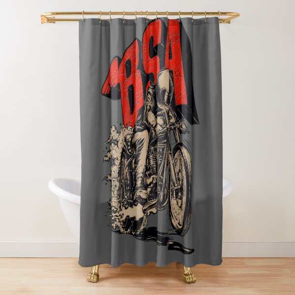 "Vintage Retro BSA Street Racer Motorcycle Motormaniac" Shower Curtain