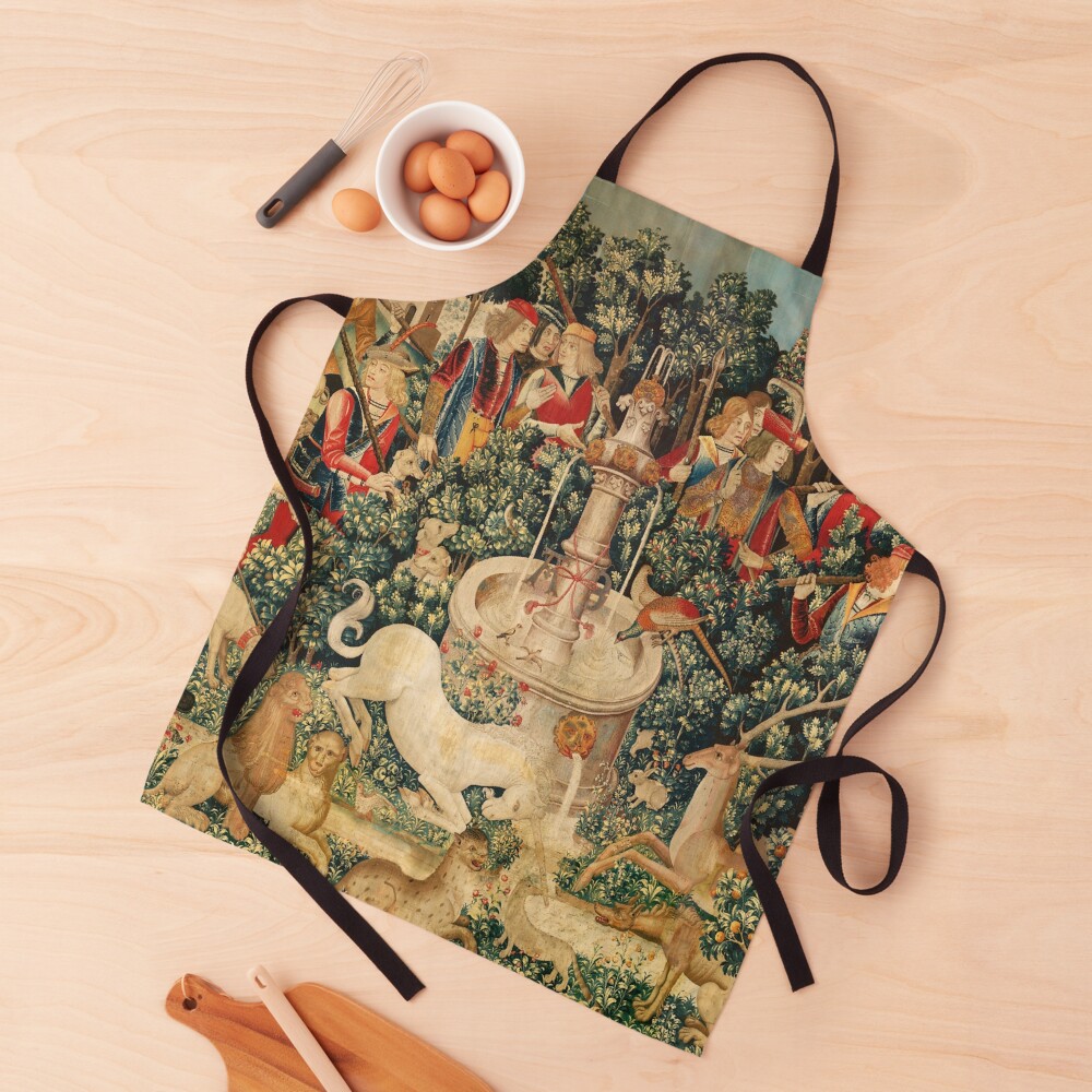 UNICORN IS FOUND / Fountain,Other Animals,Green Floral Apron