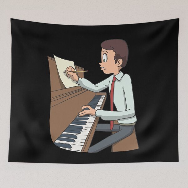 Item preview, Composer on piano writes notes designed and sold by Monkey Ful.