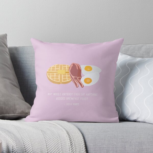 Leslie Knope Loves Breakfast Food Throw Pillow