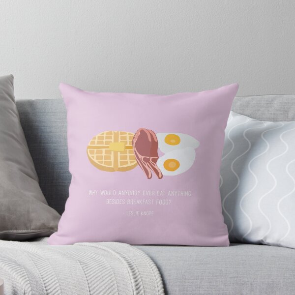Leslie Knope Loves Breakfast Food Throw Pillow