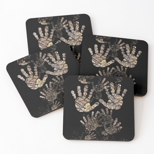 Item preview, Baby handprints abstract pattern black golden  designed and sold by GittaG74.