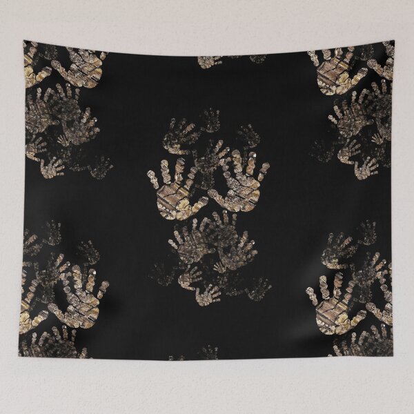Item preview, Baby handprints abstract pattern black golden  designed and sold by GittaG74.