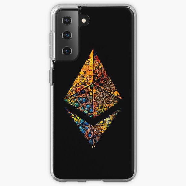Crypto ETH "feuille d'or", logo Etherium. Coque souple Samsung Galaxy