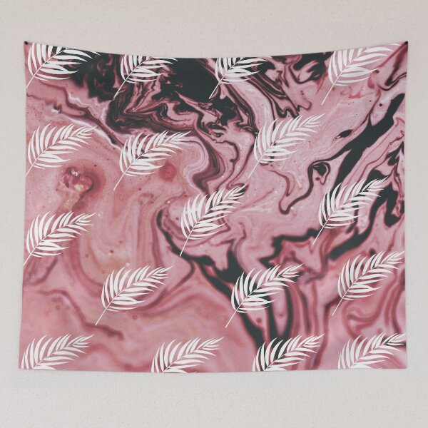 Artikelvorschau, Blattmuster mit rosa Hintergrund entworfen und verkauft von Hoopstore.