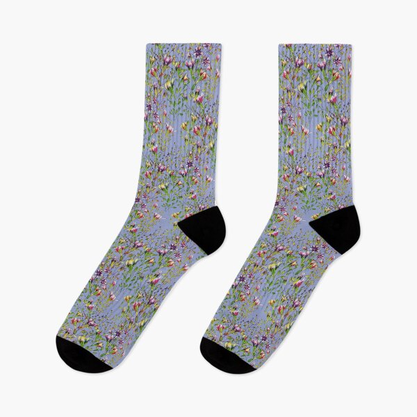 Item preview, Climbing flowers among the leaves - blue, multicolour 3 designed and sold by WzoryOzdobne.