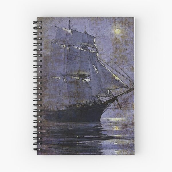 Item preview, Old Ship in night Ocean designed and sold by CatCoconut-Art.