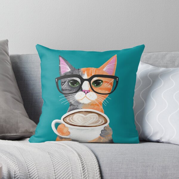 Kitten's Latte of Love Throw Pillow