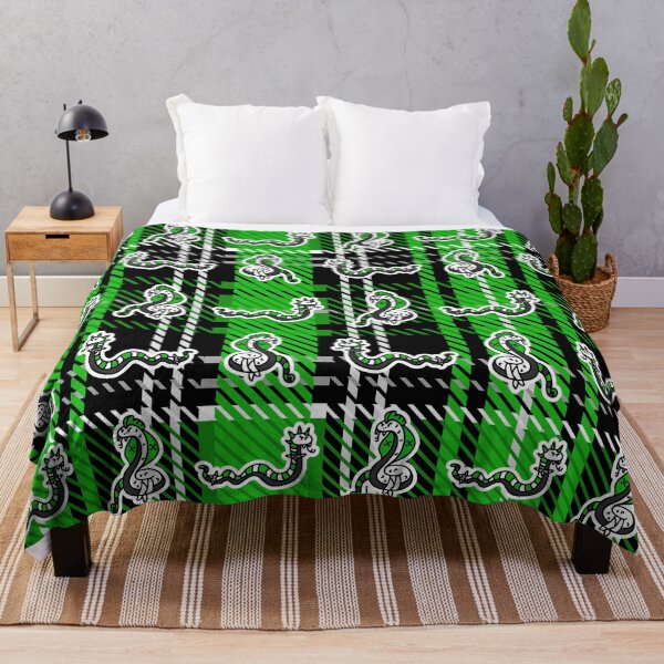 Item preview, Cute punk snake reptile on plaid background. Grungy alternative checkered home decor with cartoon animal. Seamless rocker attitude all over print. designed and sold by Limolida.
