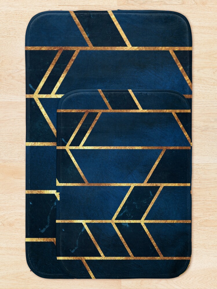"Navy Gold Stone Geometric" Bath Mat for Sale by themadesigns Redbubble