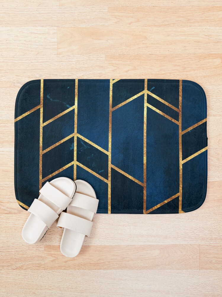 "Navy Gold Stone Geometric" Bath Mat for Sale by themadesigns Redbubble