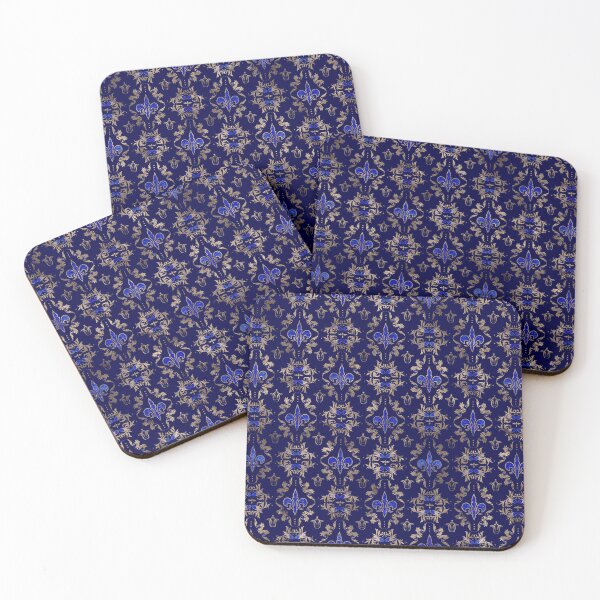 Item preview, Fleur-de-lis pattern lapis lazuli and gold designed and sold by k9printart.