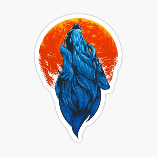 Red Moon Howling Woolf Sticker