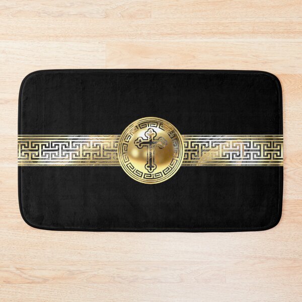 Item preview, Gold Greek Orthodox Cross Greek Keys Pattern designed and sold by Yiorgos Designs.