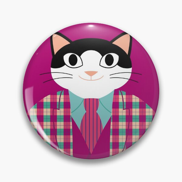 Item preview, Round illustration with cartoon cat in checked suit designed and sold by darionline.