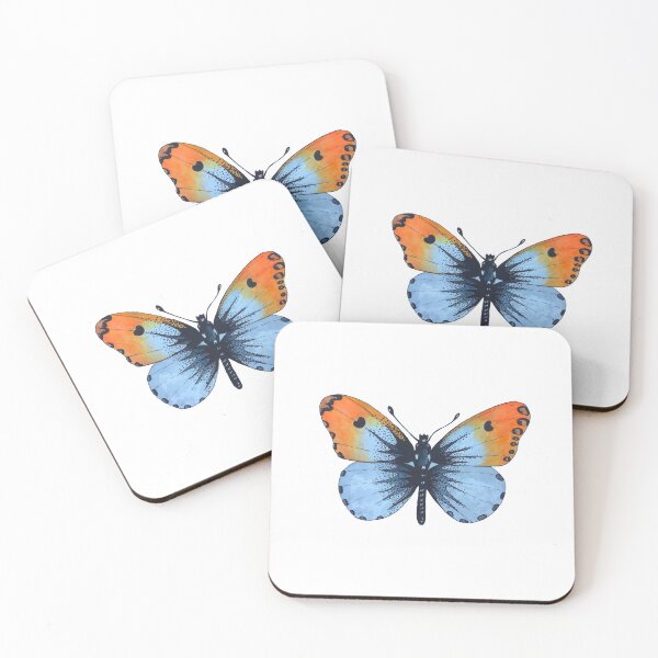 Item preview, Orange monarch butterfly watercolor illustration on white background designed and sold by Littlemoliart.