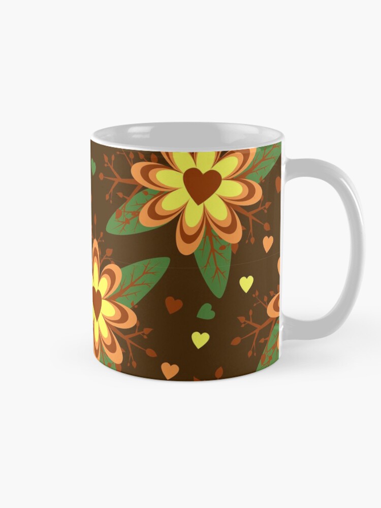 Thumbnail 3 of 6, Coffee Mug, Brown Floral Pattern designed and sold by RueChiedza.