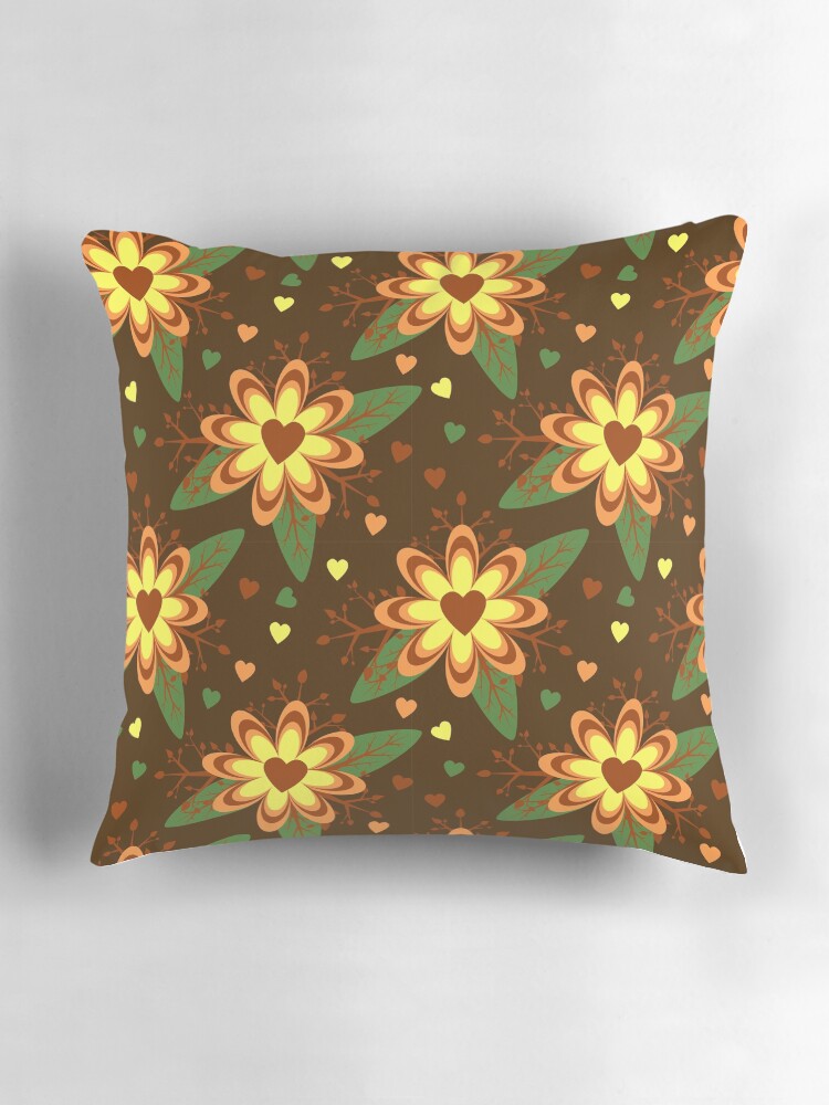 Thumbnail 3 of 4, Pillow, Brown Floral Pattern designed and sold by RueChiedza.