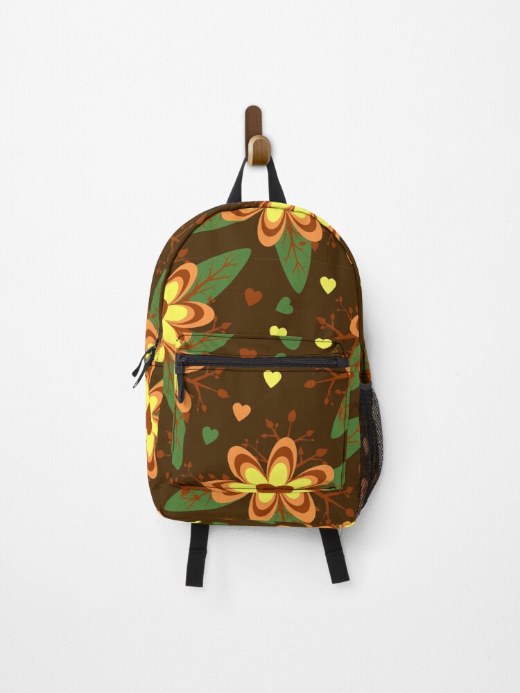 Thumbnail 1 of 3, Backpack, Brown Floral Pattern designed and sold by RueChiedza.
