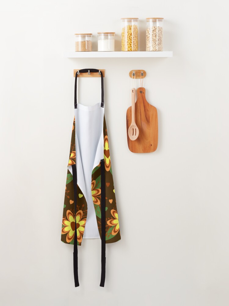 Thumbnail 2 of 6, Apron, Brown Floral Pattern designed and sold by RueChiedza.