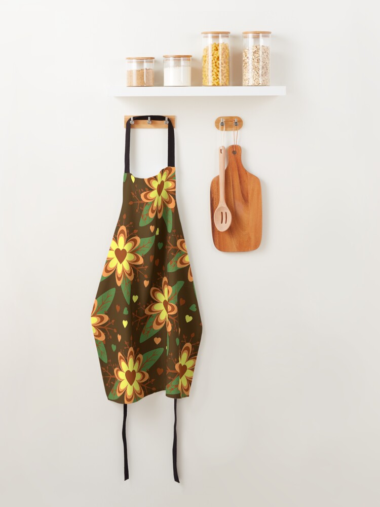 Thumbnail 4 of 6, Apron, Brown Floral Pattern designed and sold by RueChiedza.