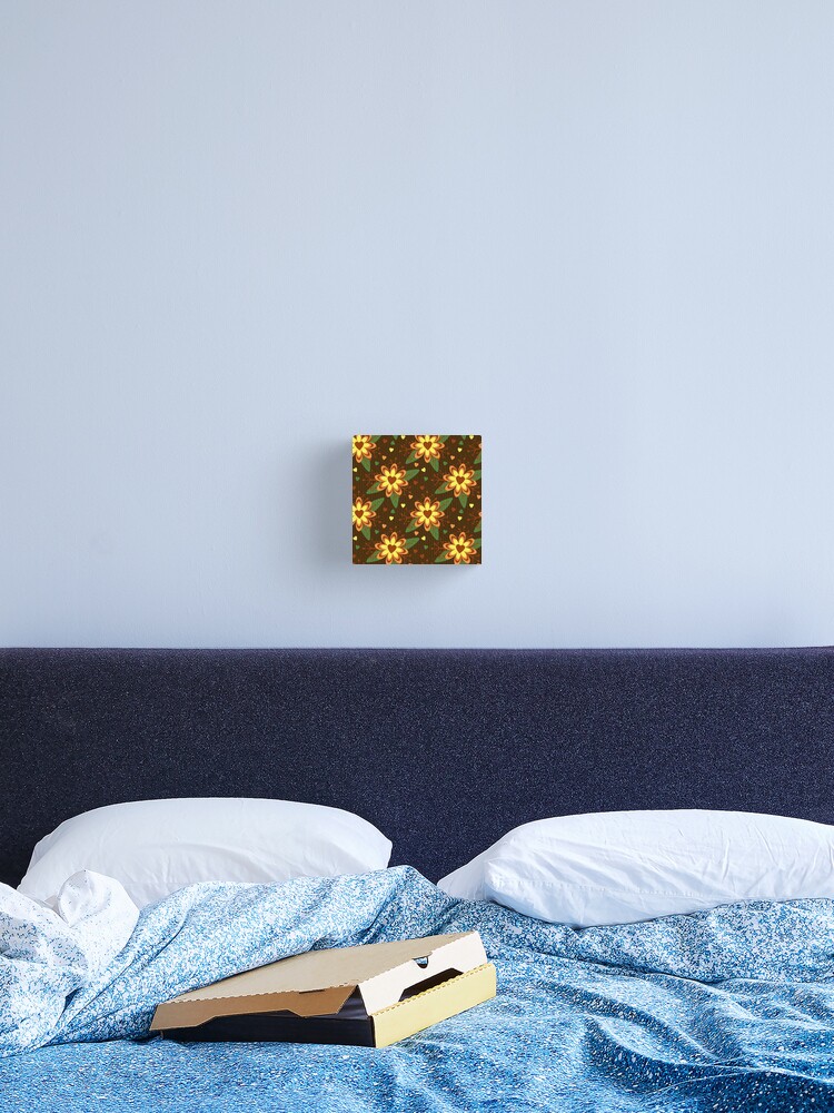 Thumbnail 2 of 3, Canvas Print, Brown Floral Pattern designed and sold by RueChiedza.