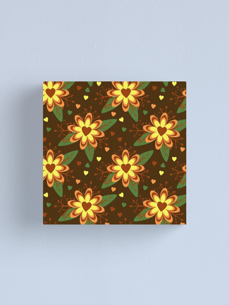Thumbnail 1 of 3, Canvas Print, Brown Floral Pattern designed and sold by RueChiedza.