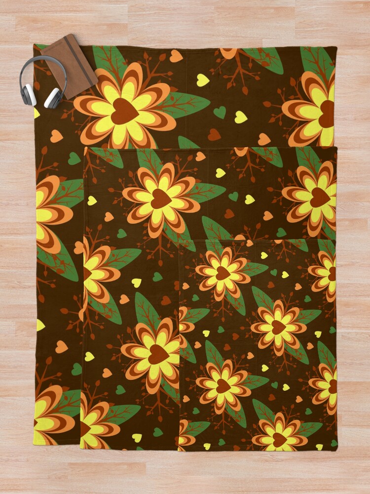 Thumbnail 5 of 6, Throw Blanket, Brown Floral Pattern designed and sold by RueChiedza.