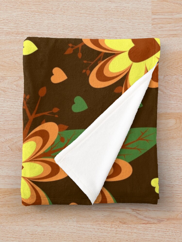Thumbnail 3 of 6, Throw Blanket, Brown Floral Pattern designed and sold by RueChiedza.