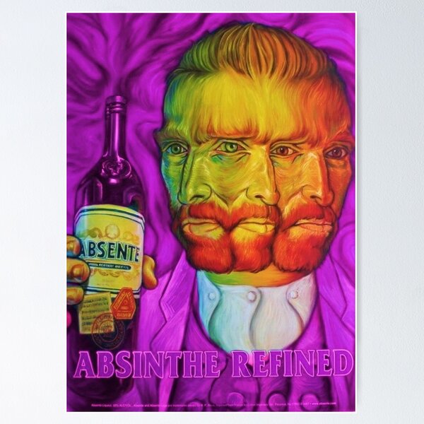 Item preview, Vintage Green Fairy Absinthe Aperitif Fuchsia-Pink Vincent van Gogh Lithograph Advertisement Poster designed and sold by Jéanpaul  Ferro.