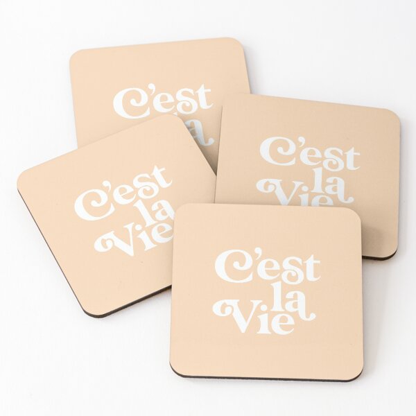 Item preview, CEST LA VIE pastel peach and white designed and sold by MotivatedType.